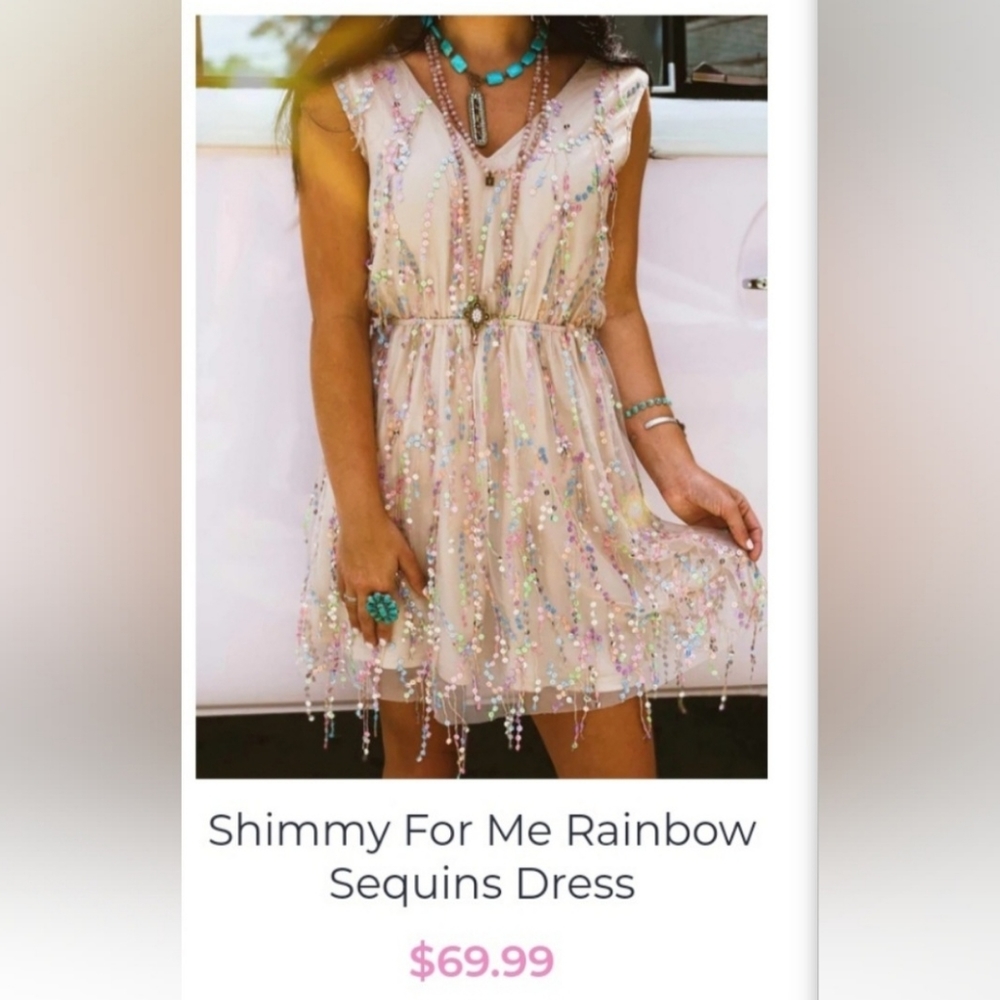 Southern Fried Chics Shimmy For Me Rainbow Dress, BNWT, size SMALL